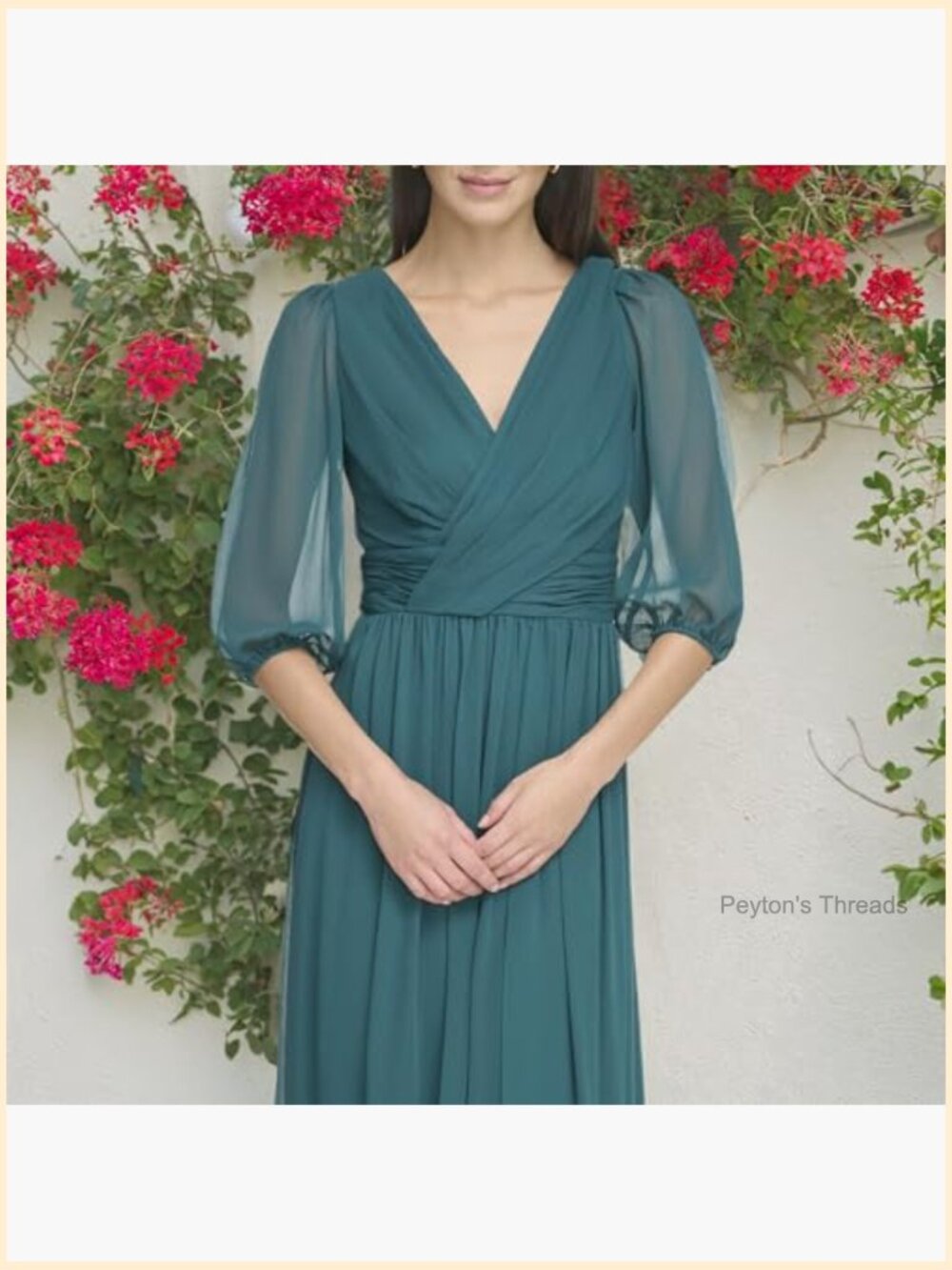 Long Chiffon V-Neck Dress - Picture 6 of 6